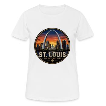 Emblème rétro de l’arc de la ville Gateway de St Louis - T-shirt respirant Femme - blanc - Devant - AI Model Female 172 dark (172cm)