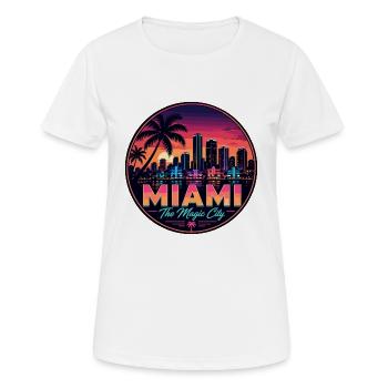 Badge rétro du Palm Sunset de Miami Magic City - T-shirt respirant Femme - blanc - Devant - AI Model Female 172 dark (172cm)
