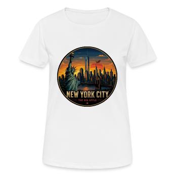Badge rétro de la Skyline de New York à la Grosse Pomme - T-shirt respirant Femme - blanc - Devant - AI Model Female 172 dark (172cm)