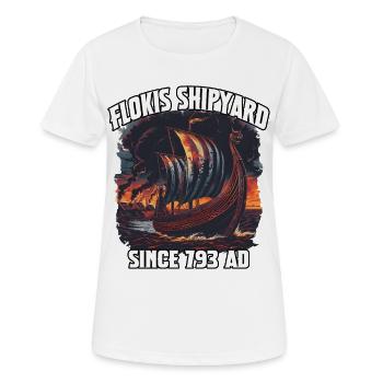 Floki Shipyard since 793 AD - Women's Breathable T-Shirt - white - Front - AI Model Female 172 dark (172cm)