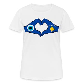 Kosovo Nazar flag hands heart shape used - Women's Breathable T-Shirt - white - Front - AI Model Female 172 dark (172cm)