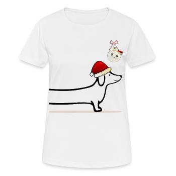 Teckel Chien de Noël - T-shirt respirant Femme - blanc - Devant - AI Model Female 172 dark (172cm)