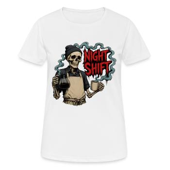 Night Shift Coffee – Barista Skeleton Night Shift - T-shirt respirant Femme - blanc - Devant - AI Model Female 172 dark (172cm)