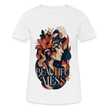 Beautiful Mess – Modern Art Collage - Women's Breathable T-Shirt - white - Front - AI Model Female 172 dark (172cm)