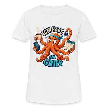 Ich hab's im Griff – Oktopus Multitasking - Frauen T-Shirt atmungsaktiv - Weiß - Vorne - AI Model Female 172 dark (172cm)