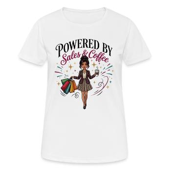 Propulsée par les ventes et le café Femme asiatique - T-shirt respirant Femme - blanc - Devant - AI Model Female 172 dark (172cm)