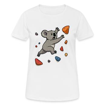 Dyno de bloc Koala – Saut d’escalade - T-shirt respirant Femme - blanc - Devant - AI Model Female 172 dark (172cm)