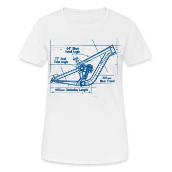 MTB Blueprint: Full-Suspension Frame Tech - Women's Breathable T-Shirt - white - Front - AI Model Female 172 dark (172cm)