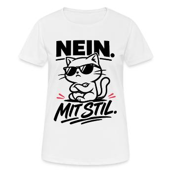 NON avec style – chat aux bras croisés - T-shirt respirant Femme - blanc - Devant - AI Model Female 172 dark (172cm)