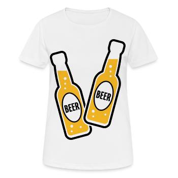 2 Toasting Beer Bottles (Beery / POS 2C) - Women's Breathable T-Shirt - white - Front - AI Model Female 172 dark (172cm)