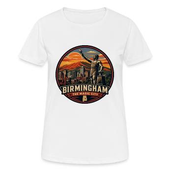 Birmingham Magic City Vulcan Statue Badge - Women's Breathable T-Shirt - white - Front - AI Model Female 172 dark (172cm)