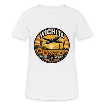 Insigne rétro d’aviation de Wichita Air Capital - T-shirt respirant Femme - blanc - Devant - AI Model Female 172 dark (172cm)