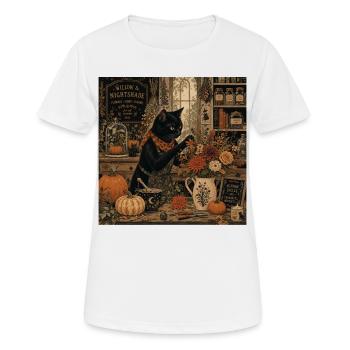 Black Cat Floral Shop T-Shirt Vintage Goth - T-shirt respirant Femme - blanc - Devant - AI Model Female 172 dark (172cm)