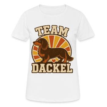 Équipe teckel – Drôle de diction d’amour pour chiens - T-shirt respirant Femme - blanc - Devant - AI Model Female 172 dark (172cm)