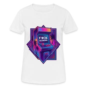 Retro Arcade Cabinet - F#CK SCHOOL Synthwave - Women's Breathable T-Shirt - white - Front - AI Model Female 172 dark (172cm)
