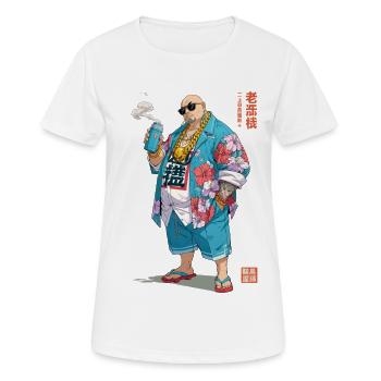 Gangster tropical dans le style aloha - T-shirt respirant Femme - blanc - Devant - AI Model Female 172 dark (172cm)