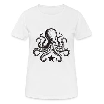 Pieuvre d’encre avec étoile - T-shirt respirant Femme - blanc - Devant - AI Model Female 172 dark (172cm)