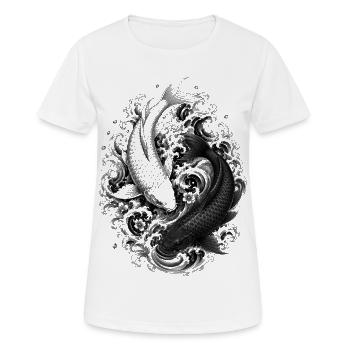 Deux koi en yin yang dans le style artistique Irezumi - T-shirt respirant Femme - blanc - Devant - AI Model Female 172 dark (172cm)