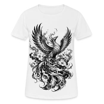 Japanese Phoenix Houou in Irezumi Style - Women's Breathable T-Shirt - white - Front - AI Model Female 172 dark (172cm)