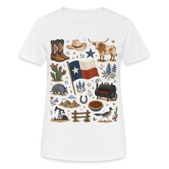 Texas | Cow-boy, BBQ et Far West - T-shirt respirant Femme - blanc - Devant - AI Model Female 172 dark (172cm)