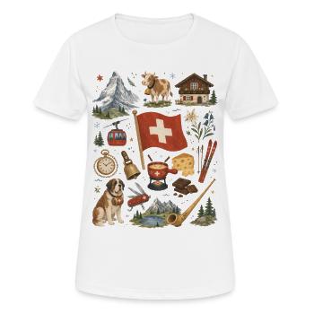 Suisse | Alpes, romance fromage et hutte - T-shirt respirant Femme - blanc - Devant - AI Model Female 172 dark (172cm)