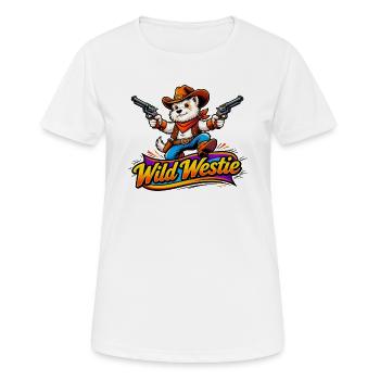 Wild Westie Cowboy Design (Original Design)  - Women's Breathable T-Shirt - white - Front - AI Model Female 172 dark (172cm)