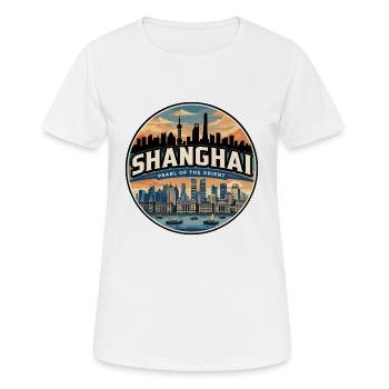 Badge de voyage rétro à Shanghai Pudong - T-shirt respirant Femme - blanc - Devant - AI Model Female 172 dark (172cm)