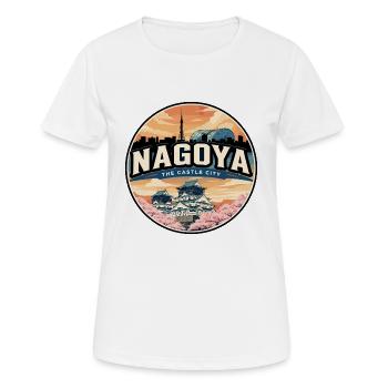 Retro Nagoya Castle Cherry Blossom Badge - Women's Breathable T-Shirt - white - Front - AI Model Female 172 dark (172cm)
