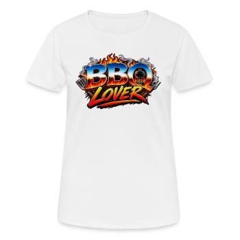 Logo des Flammes des Amoureux du BBQ - T-shirt respirant Femme - blanc - Devant - AI Model Female 172 dark (172cm)