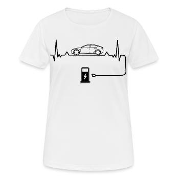 Amour des voitures électriques avec battement de cœur Voitures électriques - T-shirt respirant Femme - blanc - Devant - AI Model Female 172 dark (172cm)
