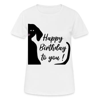 Joyeux anniversaire teckel - T-shirt respirant Femme - blanc - Devant - AI Model Female 172 dark (172cm)