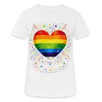 Rainbow Heart for Pride, Love & Diversity - Women's Breathable T-Shirt - white - Front - AI Model Female 172 dark (172cm)