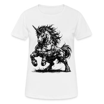 Muscular unicorn with an evil eye - Women's Breathable T-Shirt - white - Front - AI Model Female 172 dark (172cm)