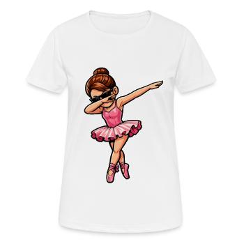 Ballerine brune en train de faire du dab - T-shirt respirant Femme - blanc - Devant - AI Model Female 172 dark (172cm)