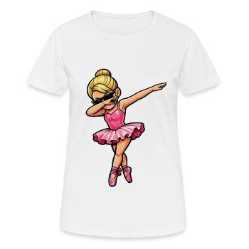 Dabbing Blonde Ballerina in Comic Style - Women's Breathable T-Shirt - white - Front - AI Model Female 172 dark (172cm)