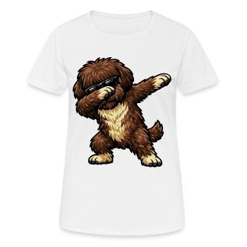 Tamponnement du barbet dans le style de la bande dessinée - T-shirt respirant Femme - blanc - Devant - AI Model Female 172 dark (172cm)