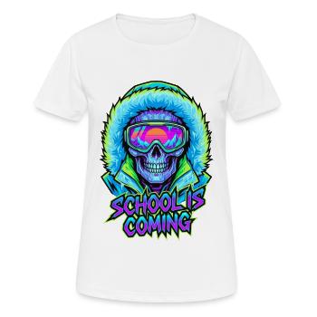 L’école arrive, Cyber Skull Skull Fur Hood - T-shirt respirant Femme - blanc - Devant - AI Model Female 172 dark (172cm)