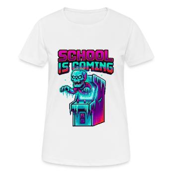 School Is Coming Pixel Zombie Arcade Cabinet - Women's Breathable T-Shirt - white - Front - AI Model Female 172 dark (172cm)
