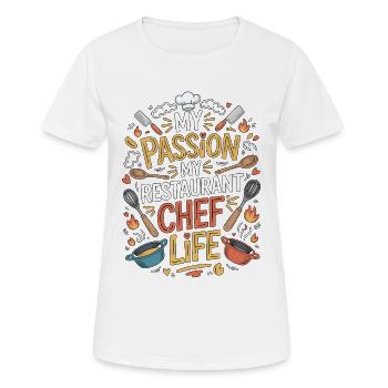 Chef de restaurant Ma passion Ma cuisine de restaurant - T-shirt respirant Femme - blanc - Devant - AI Model Female 172 dark (172cm)