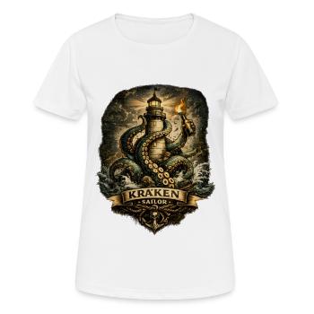 Phare Kraken Sailor - T-shirt respirant Femme - blanc - Devant - AI Model Female 172 dark (172cm)