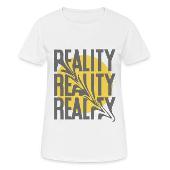 Reality Distortion – Typography Saying - Women's Breathable T-Shirt - white - Front - AI Model Female 172 dark (172cm)