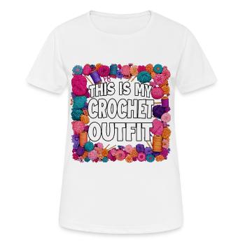 Voici ma tenue au crochet - T-shirt respirant Femme - blanc - Devant - AI Model Female 172 dark (172cm)