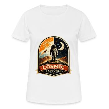 Cosmic Explorer Patch - Women's Breathable T-Shirt - white - Front - AI Model Female 172 dark (172cm)