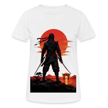 Ninja at Sundown by Torii Gate - Women's Breathable T-Shirt - white - Front - AI Model Female 172 dark (172cm)