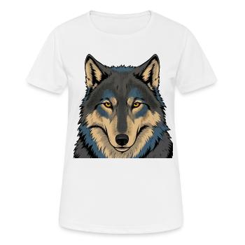 Portrait du Loup de la Lune Azur - T-shirt respirant Femme - blanc - Devant - AI Model Female 172 dark (172cm)
