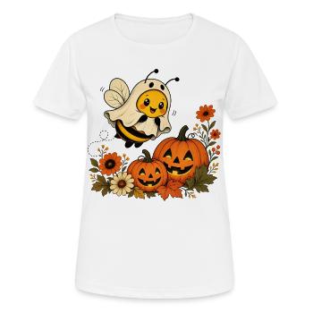 Halloween Bee as a Ghost with Pumpkin T-Shirt - Women's Breathable T-Shirt - white - Front - AI Model Female 172 dark (172cm)