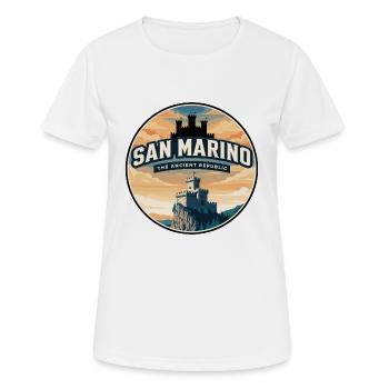 Insigne rétro du château de San Marino Guaita - T-shirt respirant Femme - blanc - Devant - AI Model Female 172 dark (172cm)