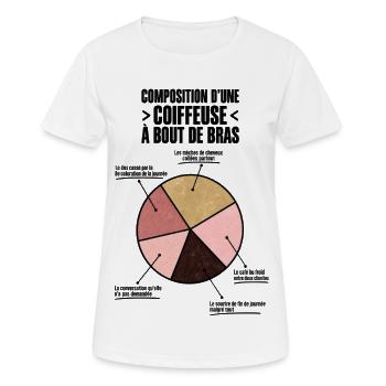 Composition d’une coiffeuse - T-shirt respirant Femme - blanc - Devant - AI Model Female 172 dark (172cm)
