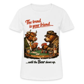 Poker Taureau & Ours : La Tendance est Votre Amie - T-shirt respirant Femme - blanc - Devant - AI Model Female 172 dark (172cm)