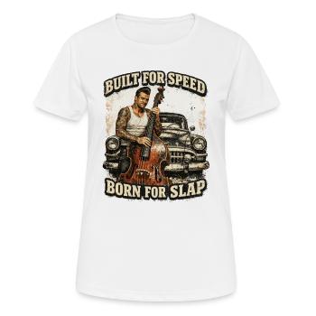 Rockabilly Double Bass Voiture Classique - Conçue pour la vitesse - T-shirt respirant Femme - blanc - Devant - AI Model Female 172 dark (172cm)